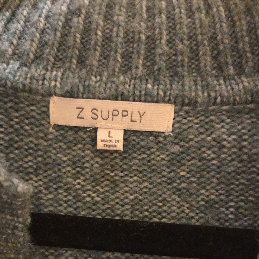 Z Supply Women's V-Neck Collared Sweater - Sage Green - Picture 2 of 3